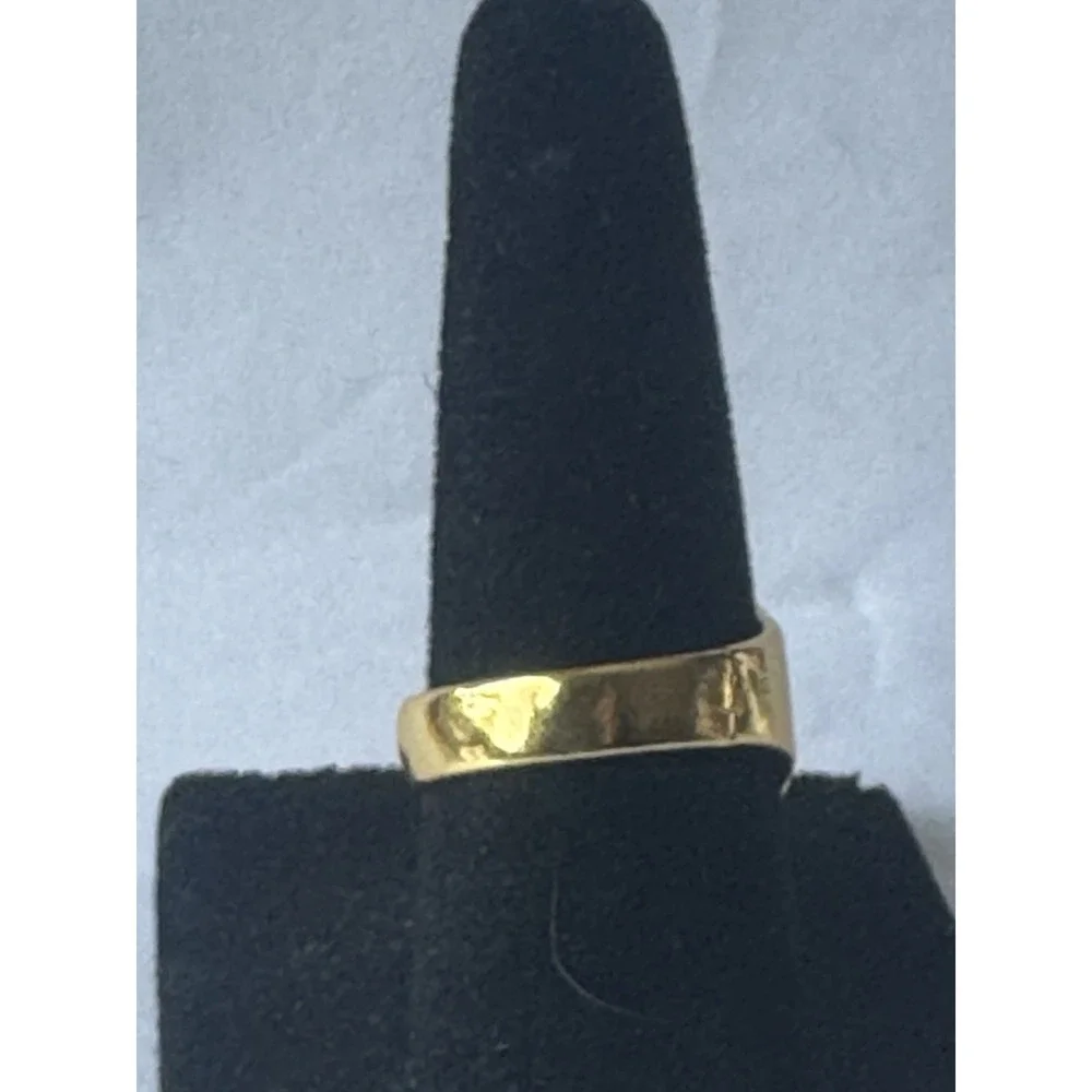 Gold Tone Letter S Adjustable Open Band Ring Metal 6mm Size 7 No Stone